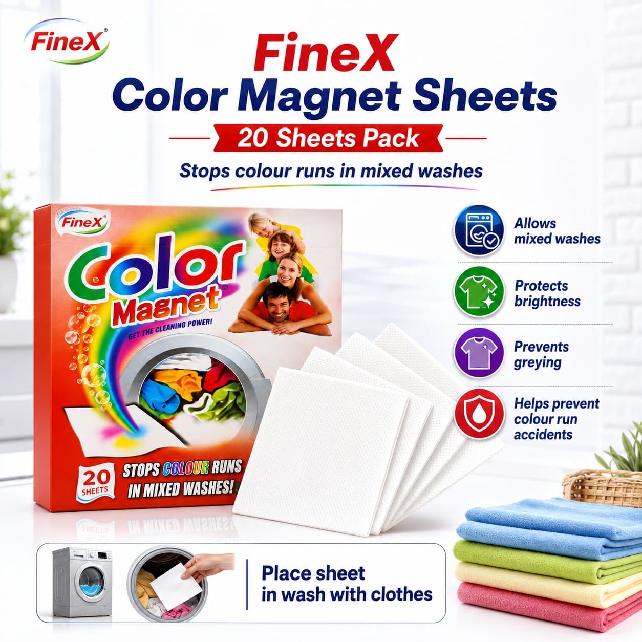 FineX Color Magnet Sheets 20 Sheets Pack