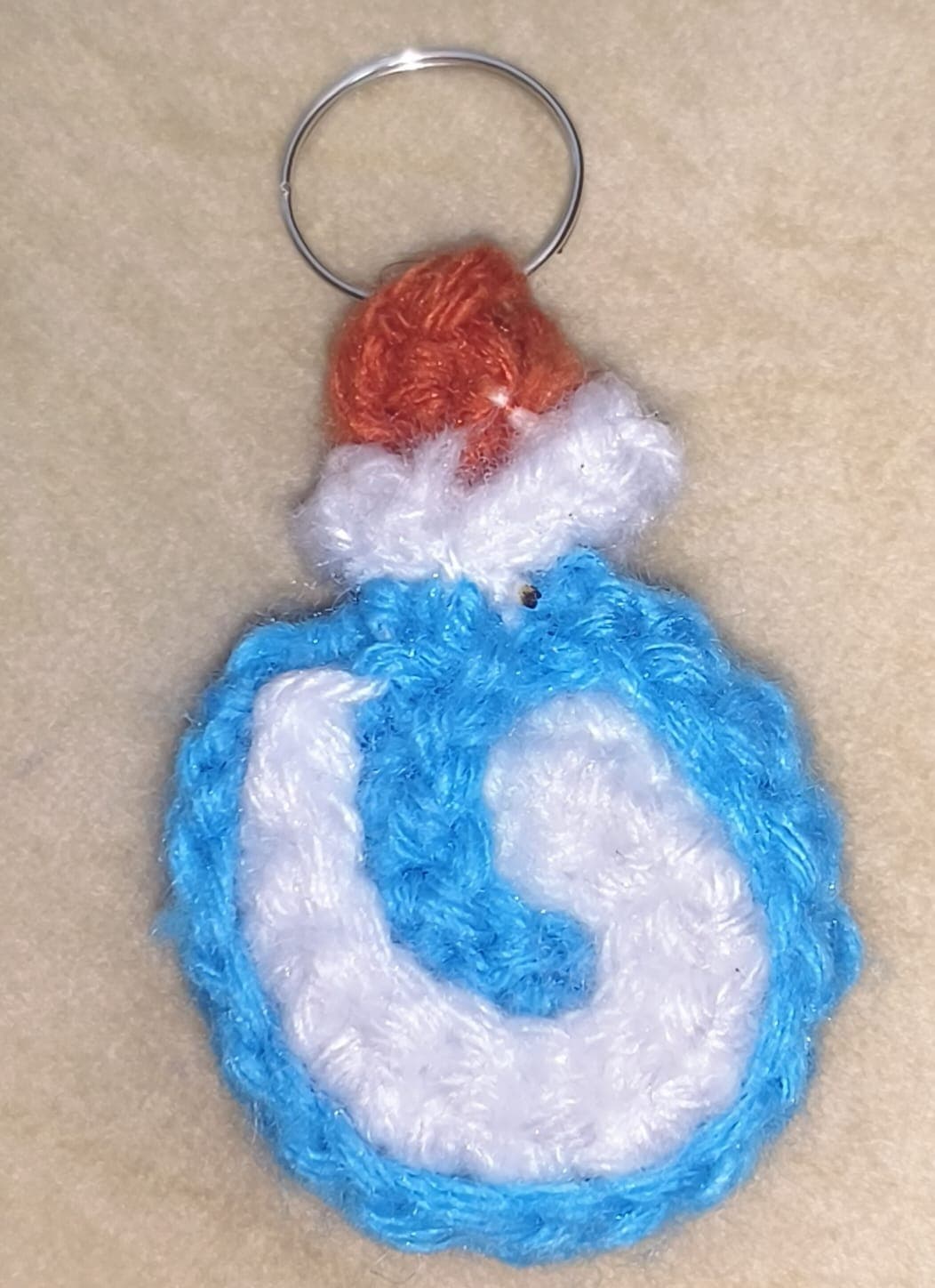 Handmade Crochet Cartoon Penguin Keychain - Blue & White with Hat