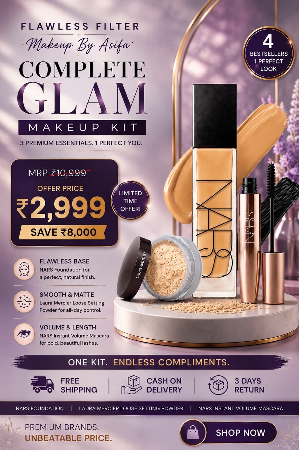 Complete Glam Makeup Kit – 3 Premium Essentials