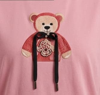 Women's Pink Teddy Bear T-Shirt & Black Palazzo Co-Ord Set