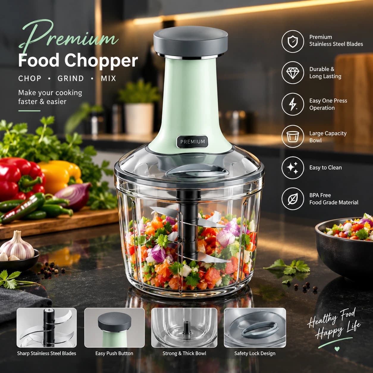 Premium Manual Food Chopper 🥗