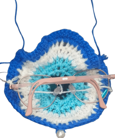 Handmade Crochet Evil-Eye Eyeglass Pouch