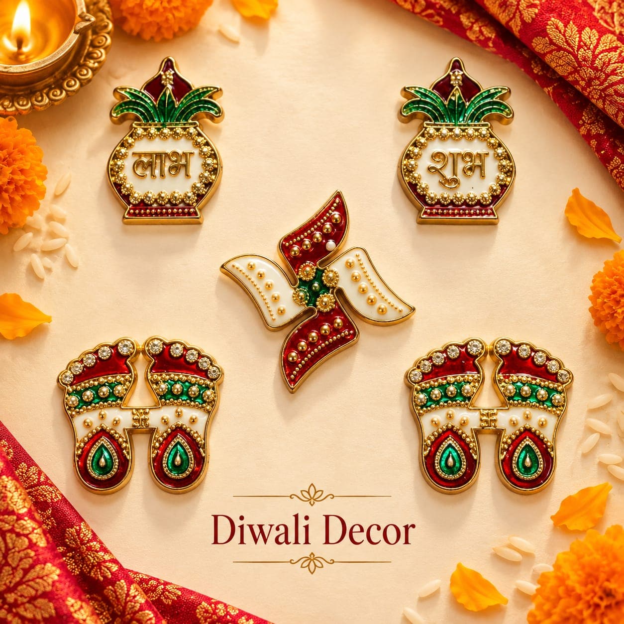 Diwali Decor Set, Kalash Labh Shubh